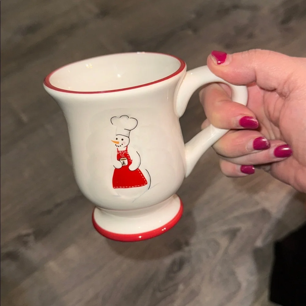 William Sonoma Pedestal Snowman Hot Chocolate Mug Discontinued